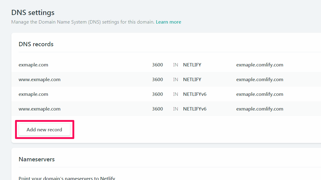 NetlifyでAdd new recordを選択