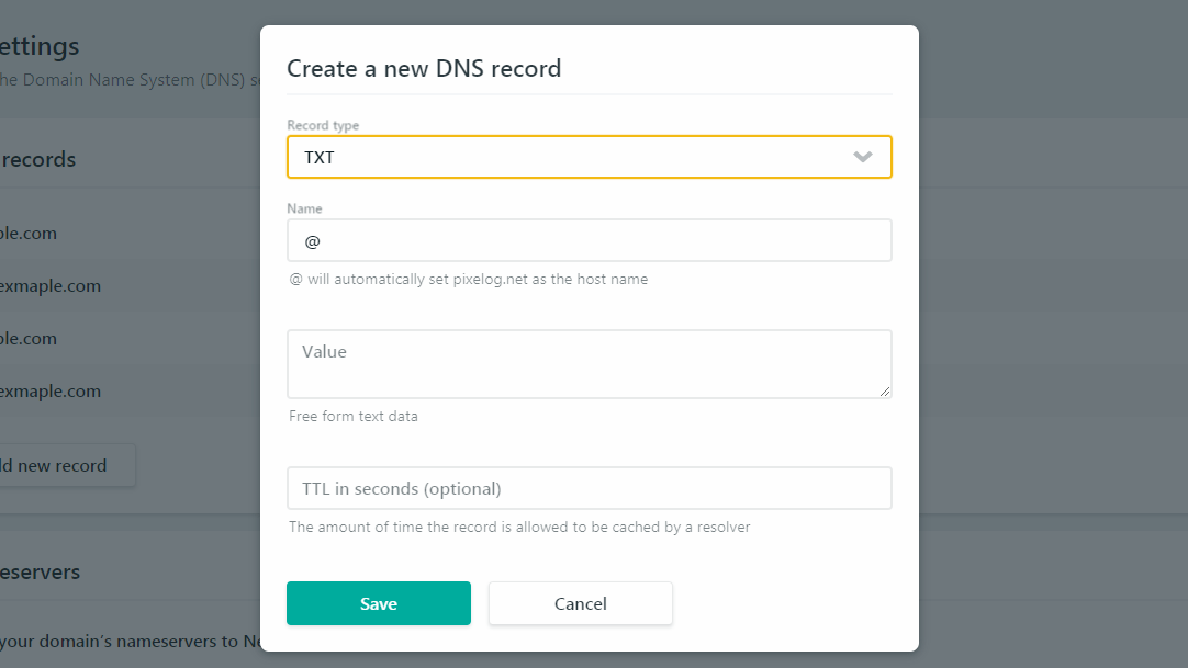 NetlifyでTXTレコードを入力